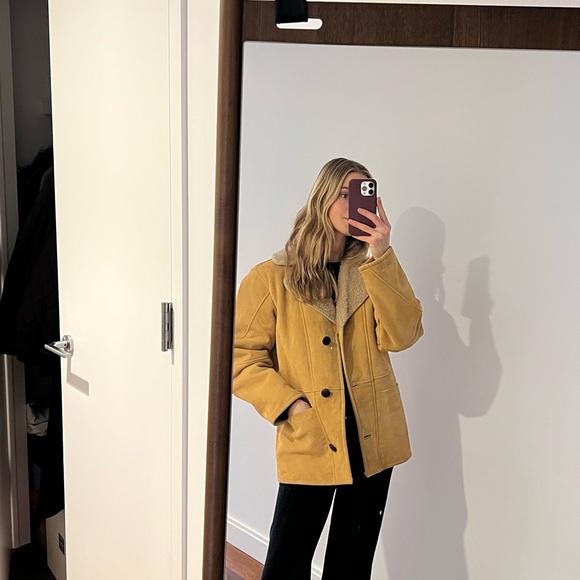 Reformation Jackets & Blazers - Reformation Mustard Teddy Jacket with Shearling Collar